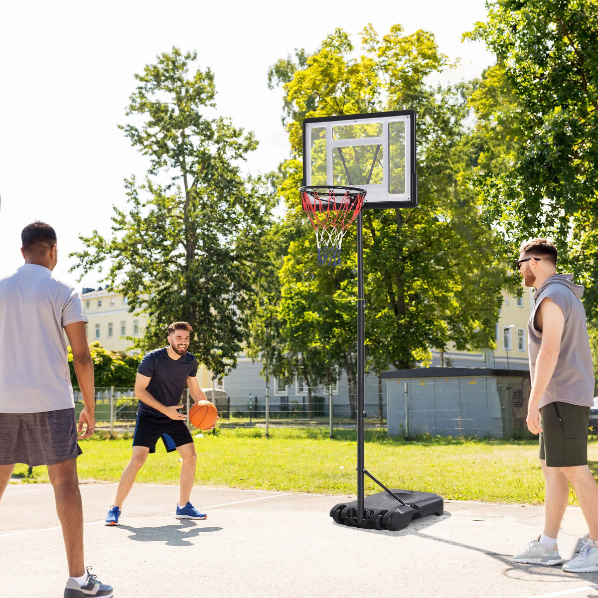Height Adjustable Basketball Hoop, Freestanding with Fillable Base and Wheels