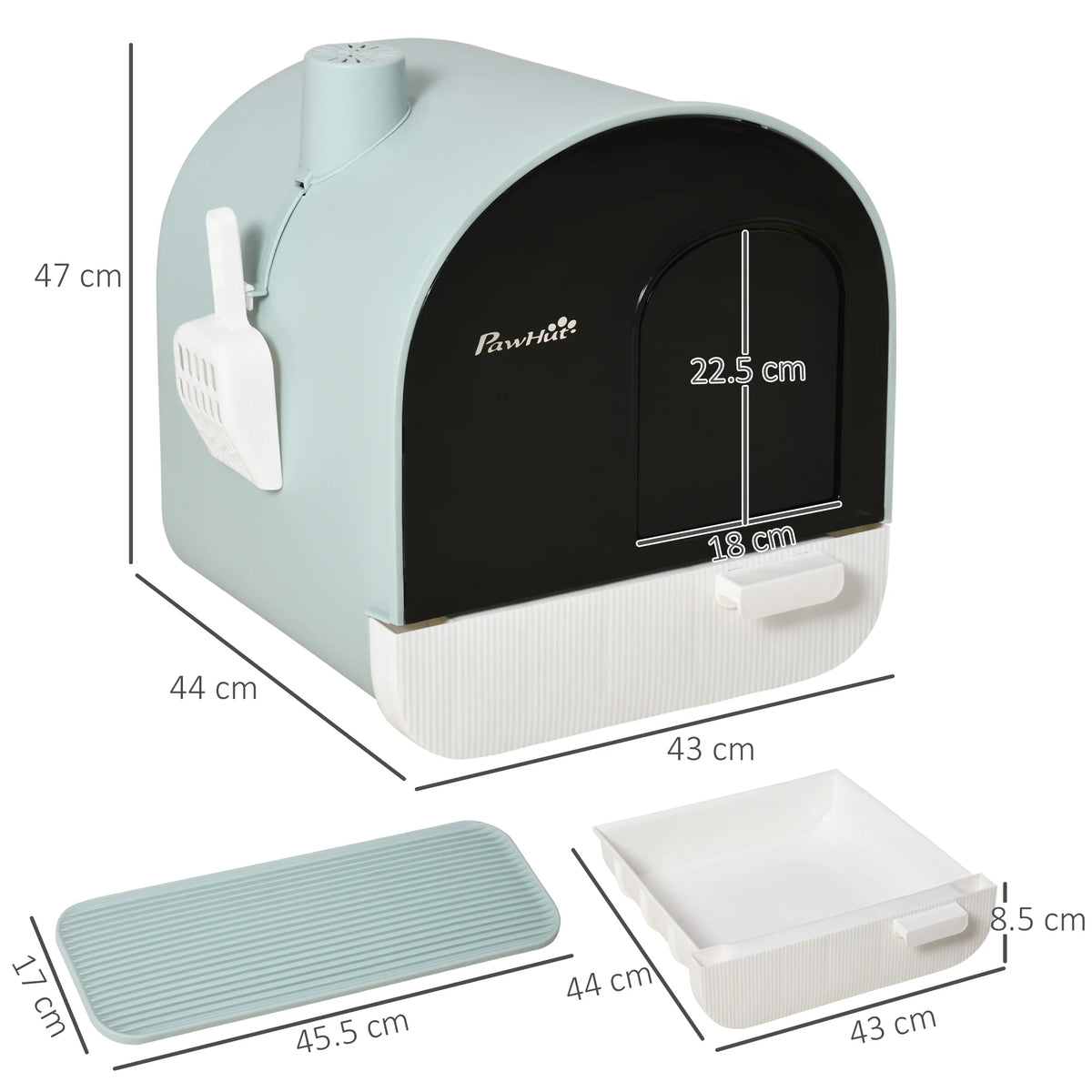 Enclosed Kitten Litter Tray with Lid, Scoop & Flap Door
