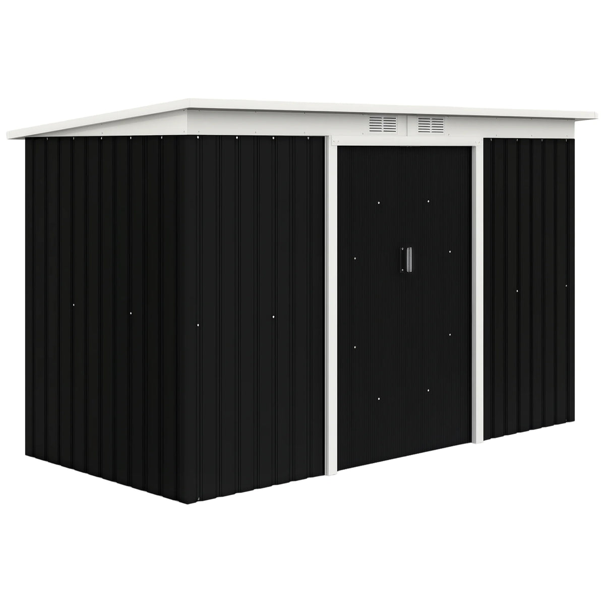 Galvanised Steel Garden Storage Shed, Dark Green