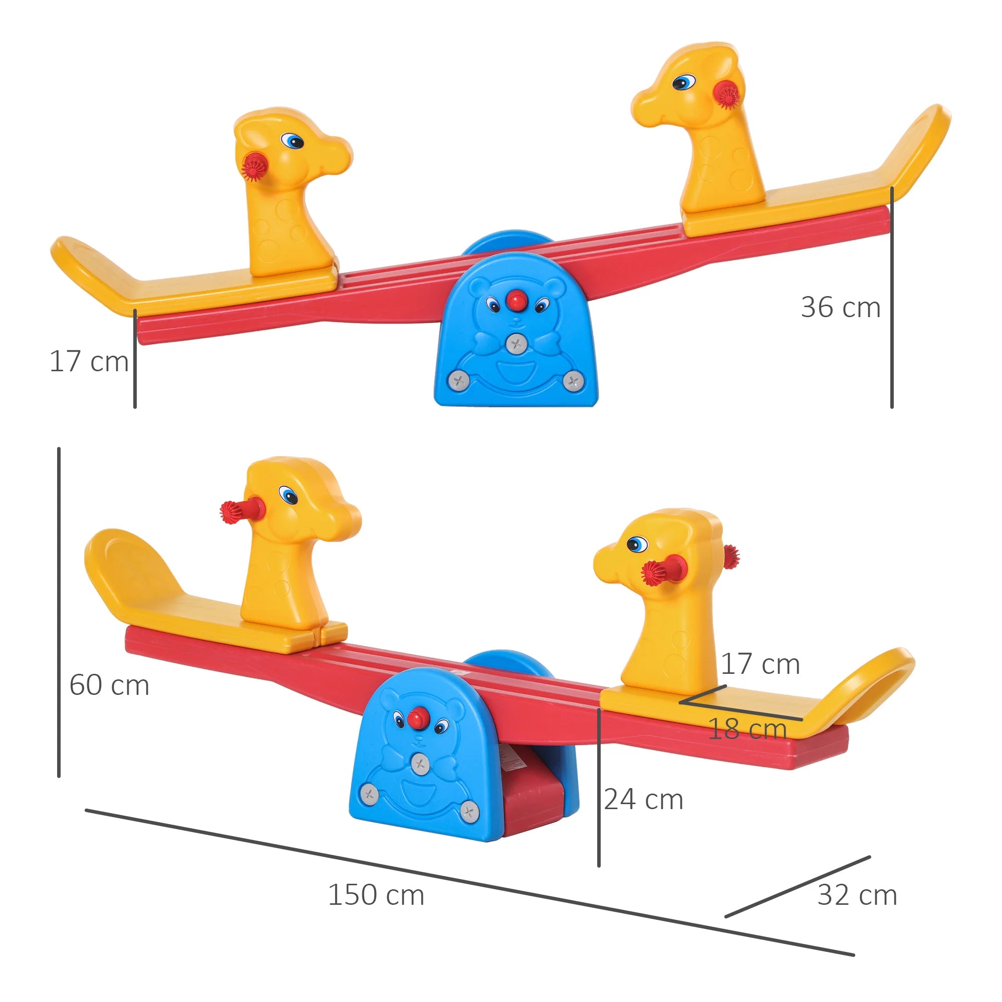 Kids Seesaw Teeter Totter | 2-Seat Safe Seesaw with Easy-Grip Handles for Ages 1–4