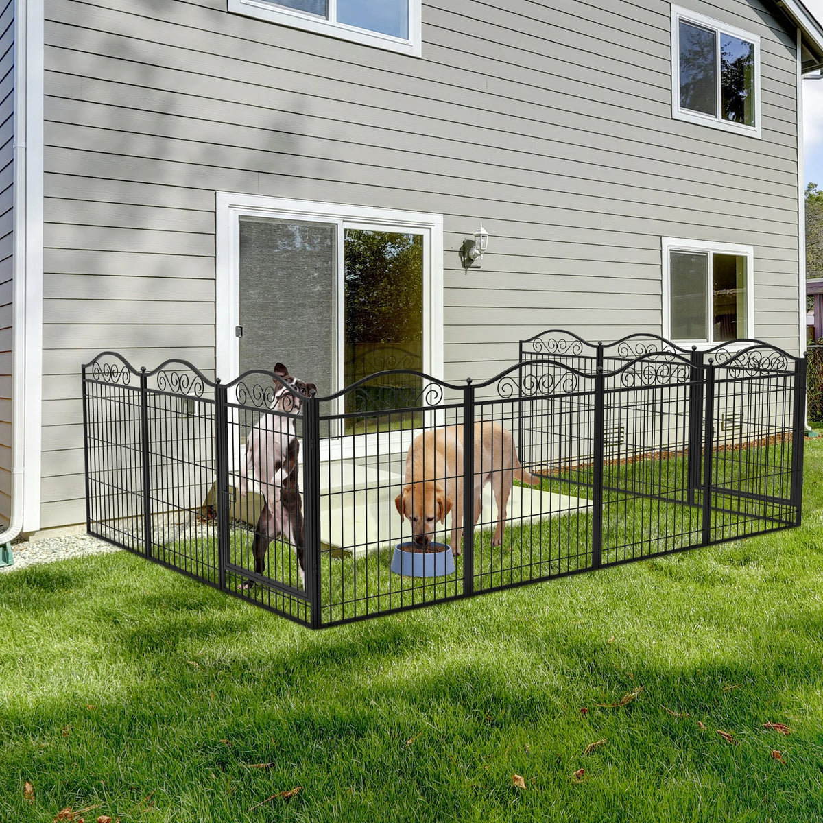 BINGOPAW 8 Panel Dog Playpen 32 Inch Height Heavy Duty Foldable Anti-Rust Indoor Outdoor Fence
