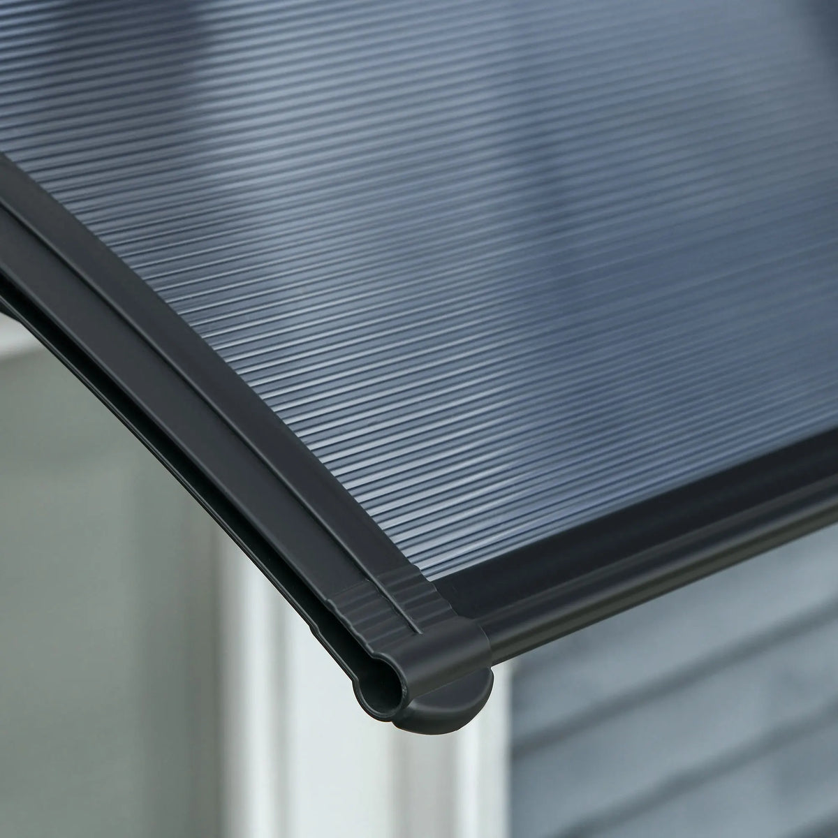Door Canopy Awning with Polycarbonate Cover, Black, 100 x 75cm