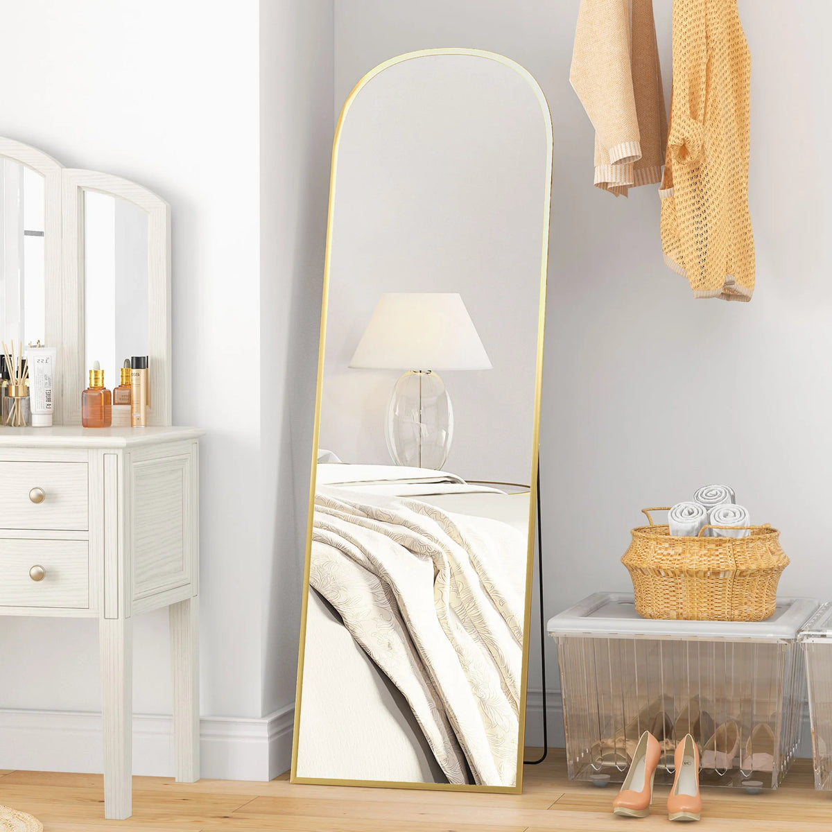 Full Length Mirror with Aluminium Alloy Frame and Shatterproof Film, Gold