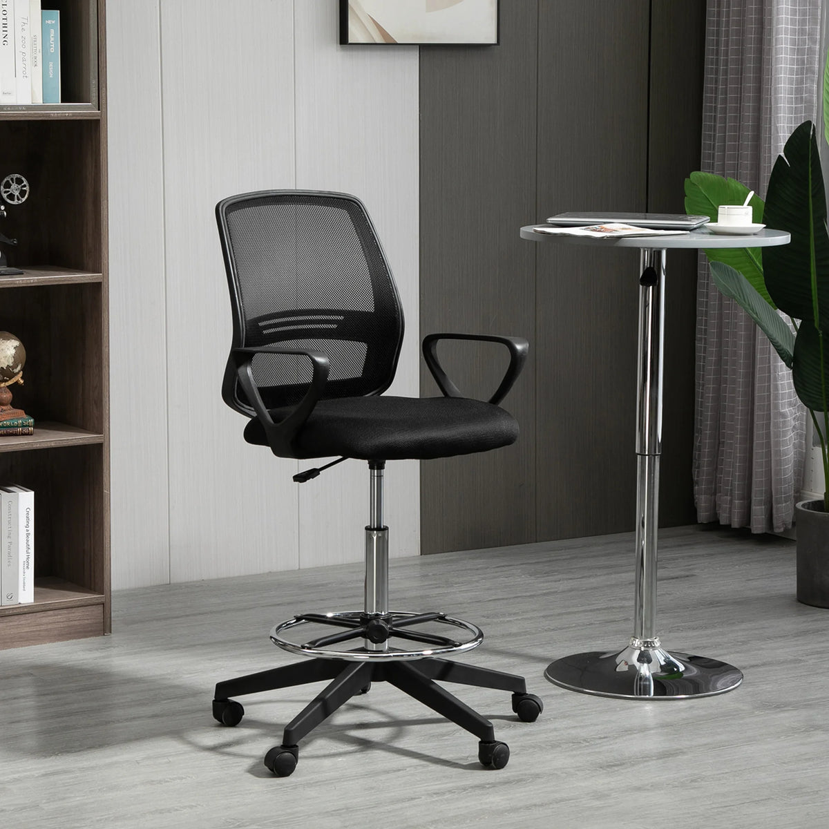 Tall Draughtsman Office Chair, 102.5-126cm Adjustable with Mesh Back and Foot Ring