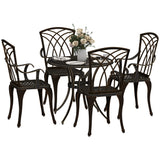 5-Piece Cast Aluminium Garden Dining Set with Round Table, 4 Armchairs and Parasol Hole