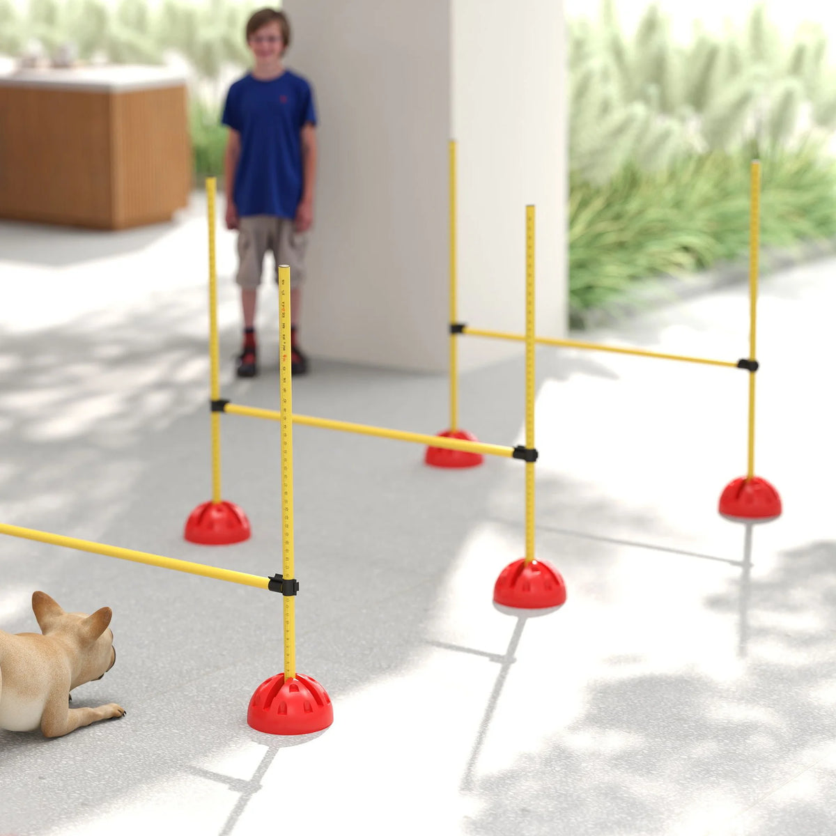 4-Piece Dog Agility Hurdle Set with Adjustable Jump Heights and Carry Bag