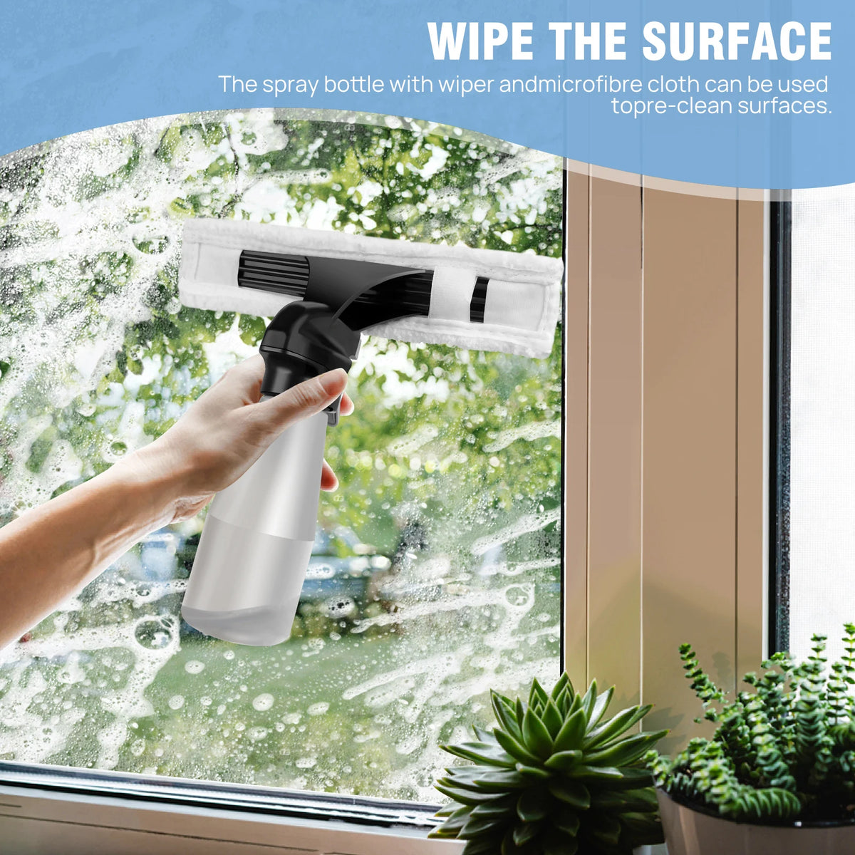 Cordless Window Vacuum Cleaner Rechargeable Squeegee 28cm Streak Free Glass Cleaner