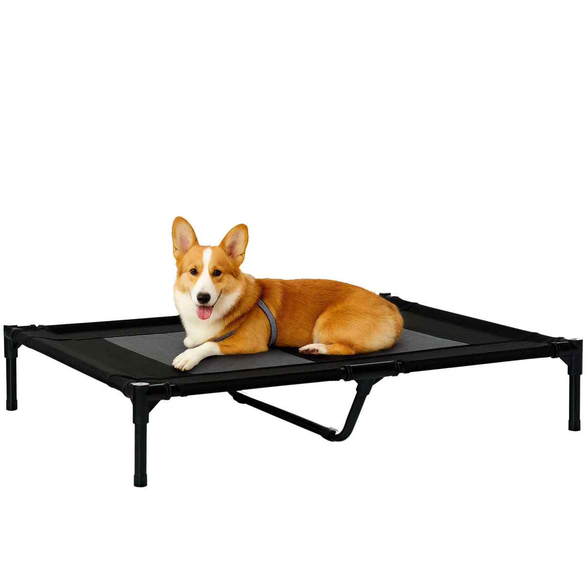 Elevated Dog Bed with Breathable Mesh, Portable Raised Pet Cot, XL, Black