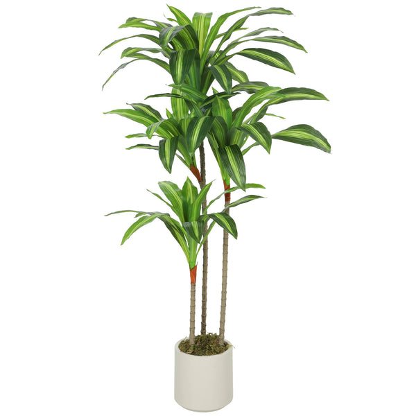 Artificial Dracaena Tree 120cm with 60 PEVA Leaves Bendable Wire Filled Trunks Potted Faux Plant