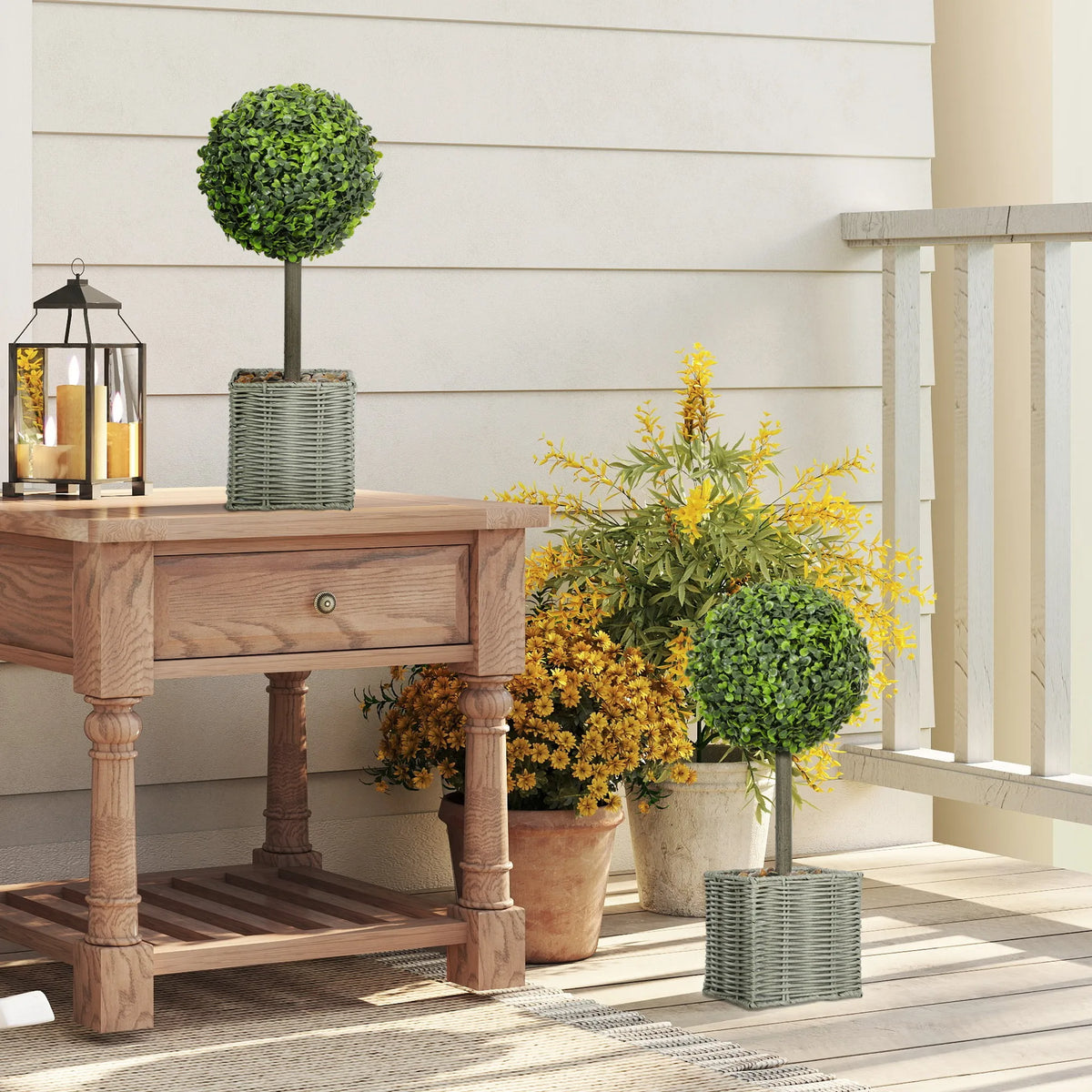 Set of 2 Artificial Boxwood Topiary Balls, 50cm