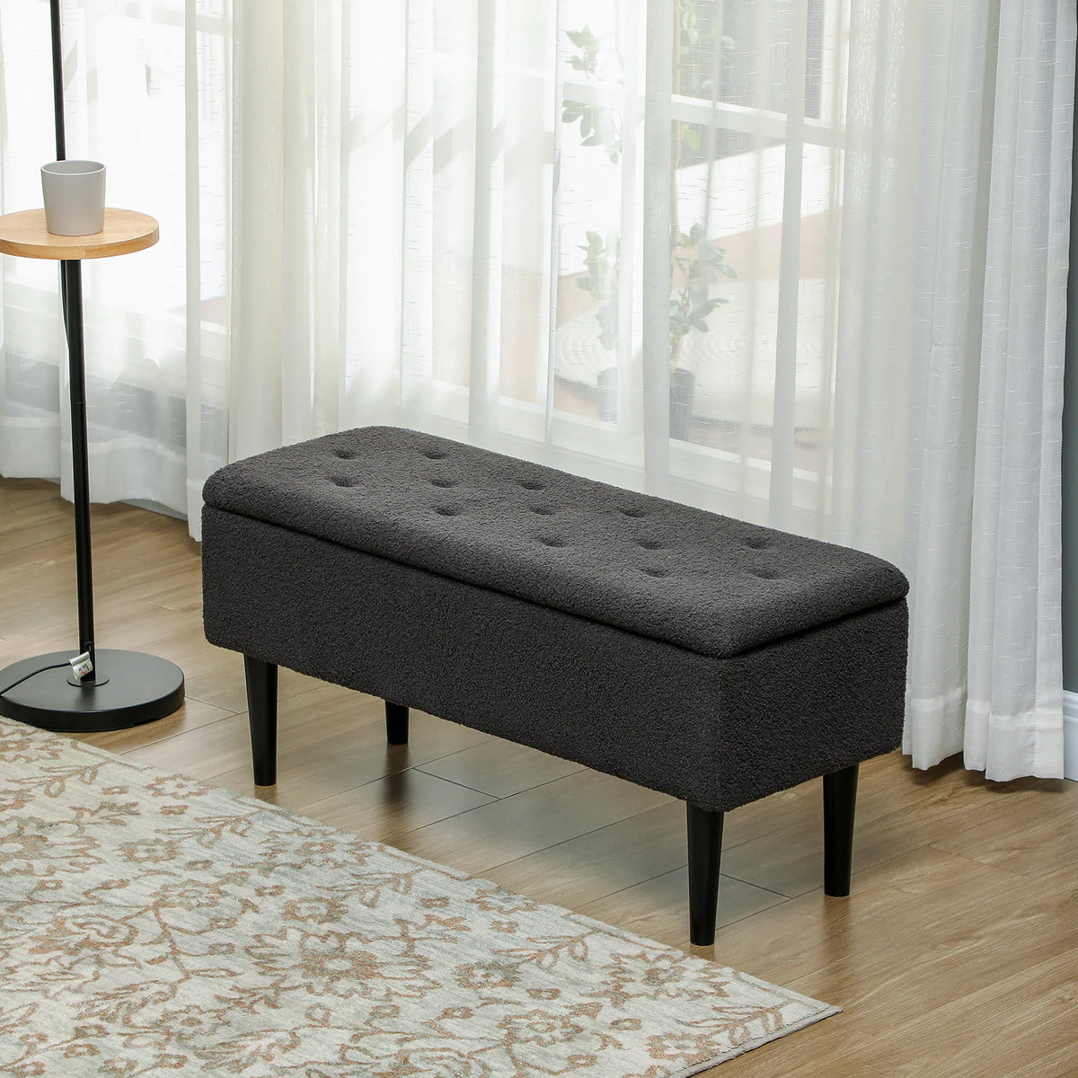 15in Ottoman Storage Box with 47L Storage Capacity