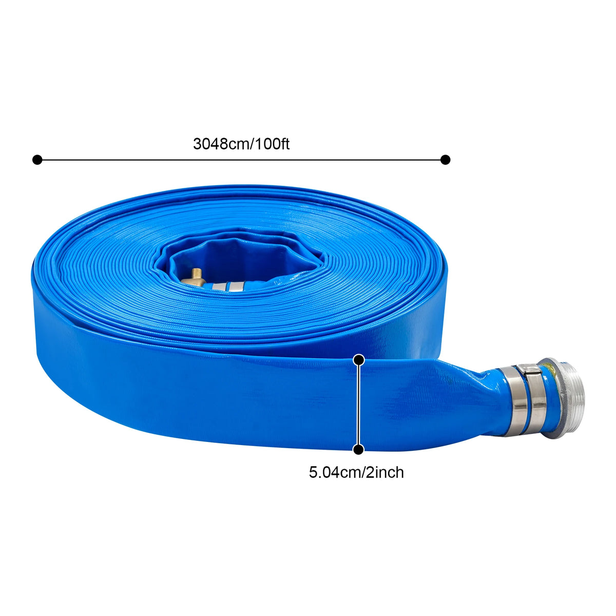 30.48m/100ft Lay Flat Water Discharge Hose, Water Pump Drain Hose for Agricultural Irrigation, Landscaping