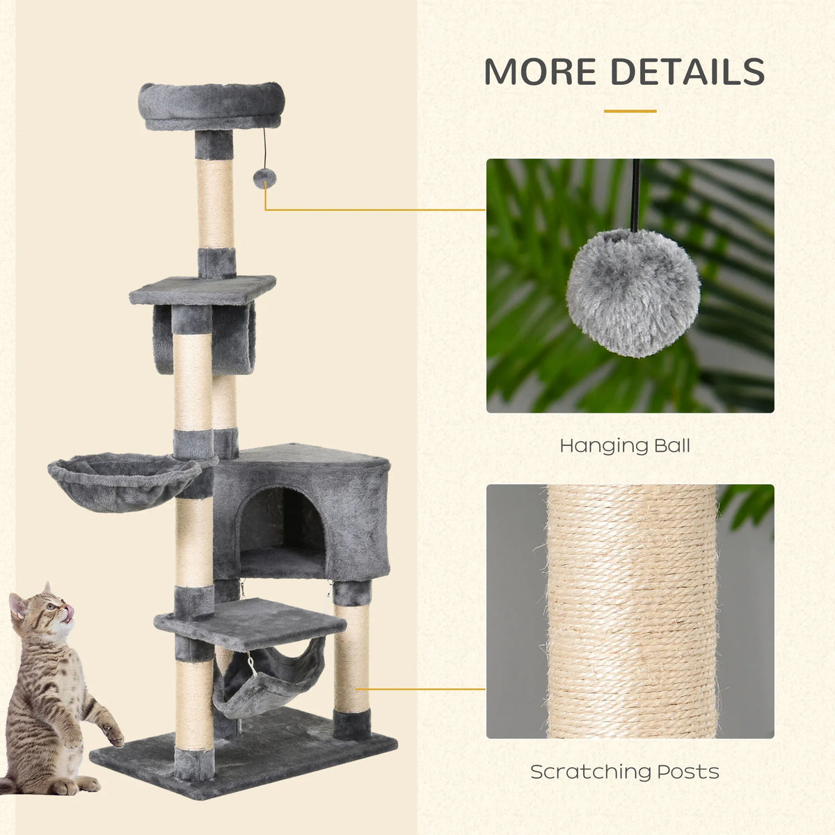 150CM Cat Tree Tower Kittens Activity Stand House Scratching Posts