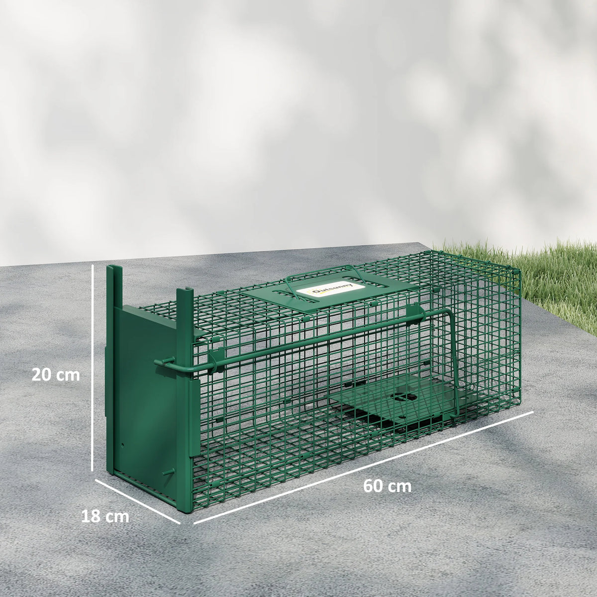 Single Door Rat Trap, Metal Cage Trap for Mice & Small Animals, Outdoor/Indoor, 60 x 18 x 20cm, Dark Green