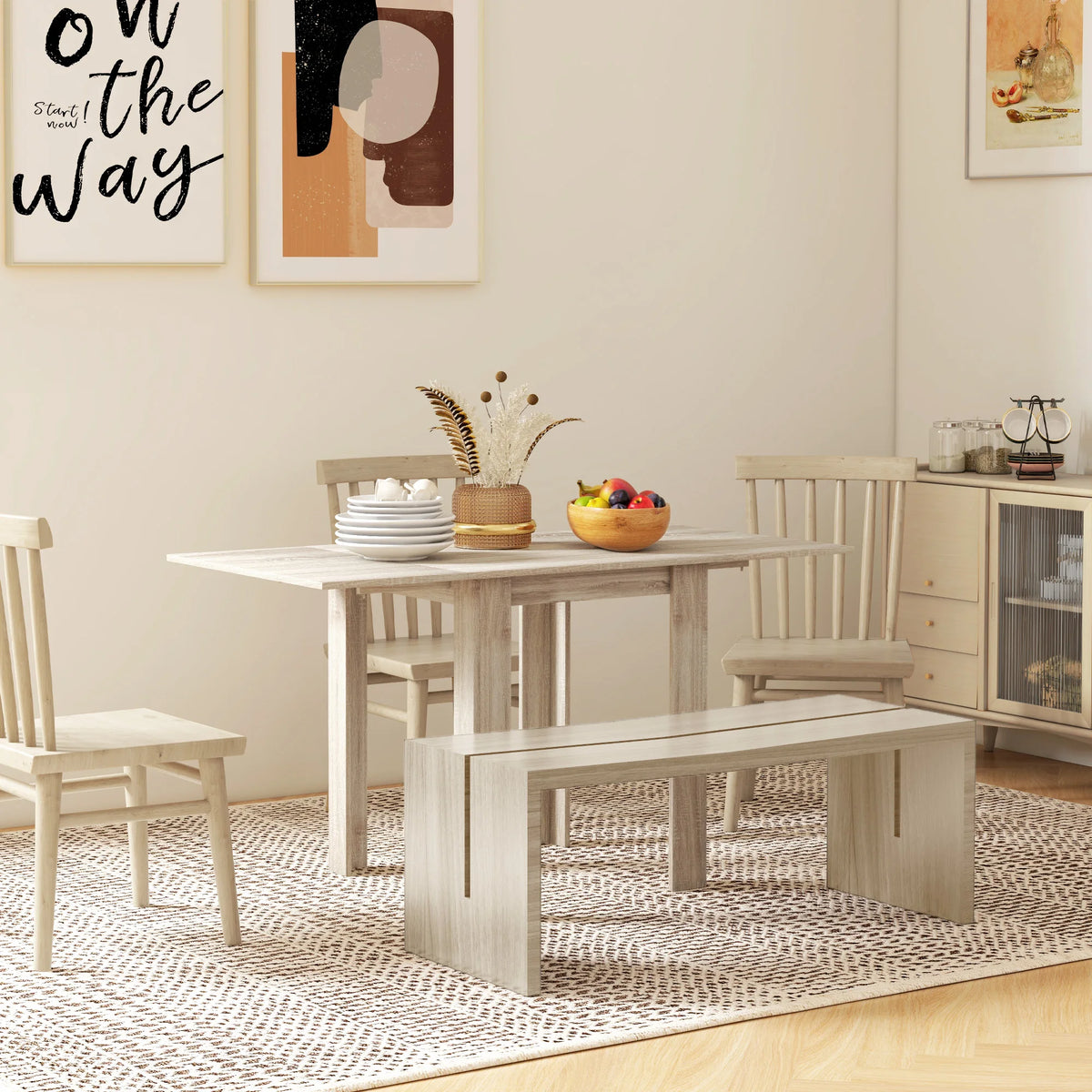 Folding Extendable Dining Table, Drop Leaf Kitchen Table for 2-4