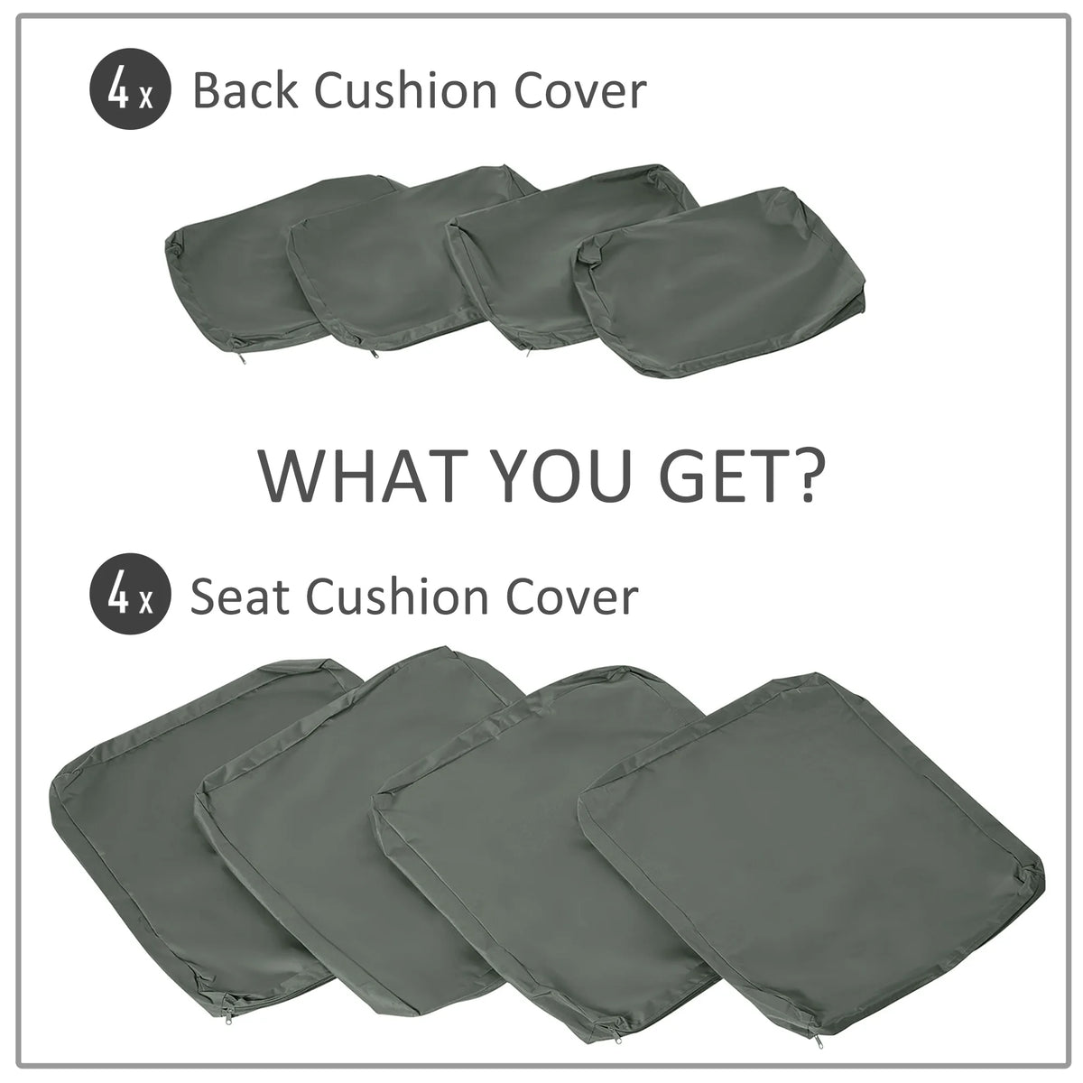 Replacement Rattan Furniture Cushion Covers, Deep Grey
