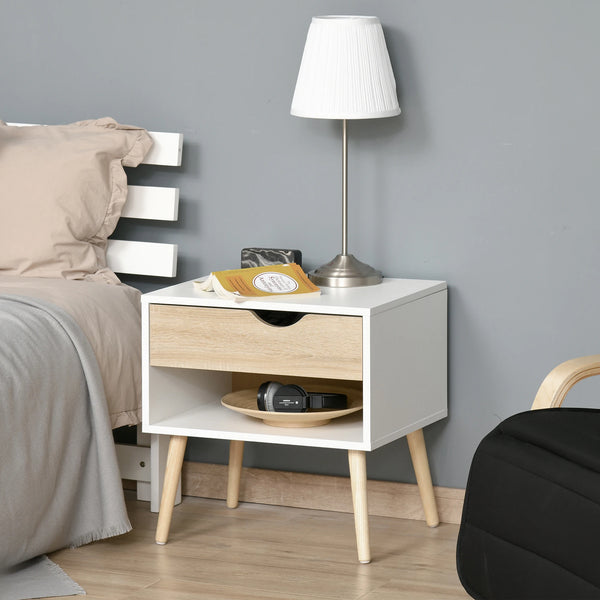 Bedside Table with Drawer & Shelf, Nightstand, End Table for Bedroom