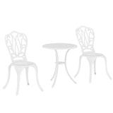 Outsunny 3-Piece Cast Aluminium Garden Bistro Set | Outdoor Table & Chairs with Umbrella Hole