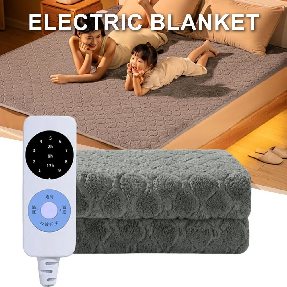 Plush Velvet Electric Blanket, Portable Heated Throw for Home and Office
