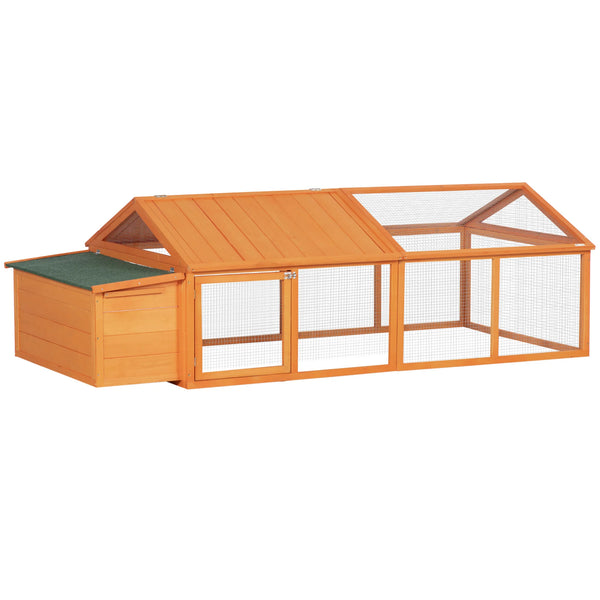 Chicken Run, Wooden Chicken Coop with Nesting Box, Openable Roof for 4-8 Chickens, Rabbits, Ducks, for Garden