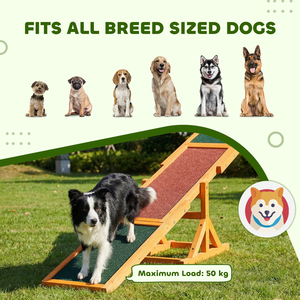 Wooden Pet Seesaw for Big Dogs with Anti-Slip Surface, Natural