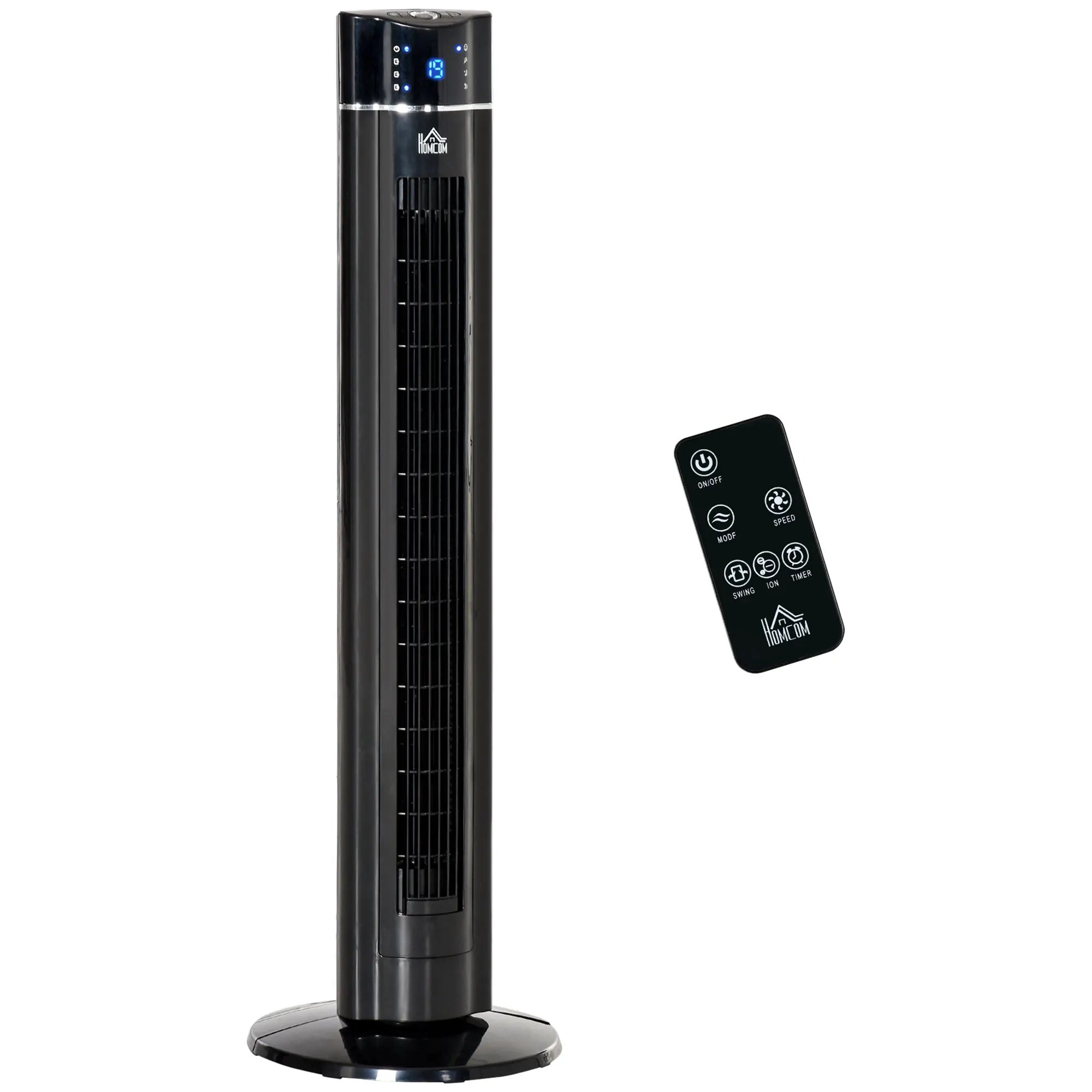 Tower Fan with Anion Function 60° Oscillation 3 Modes Remote Control 8hr Timer LED Display for Bedroom Living Room
