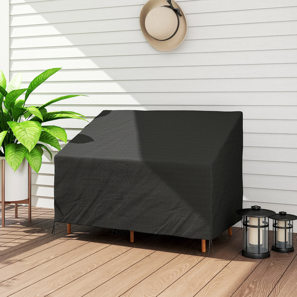 600D Oxford Cloth Furniture Cover, 2 Seater Sofa Protector for Garden Patio, Waterproof