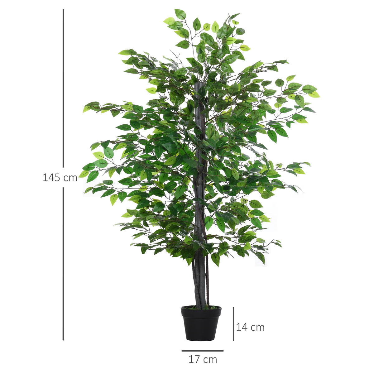 145cm Artificial Banyan Plant Faux Decor Tree with Pot, Indoor/Outdoor