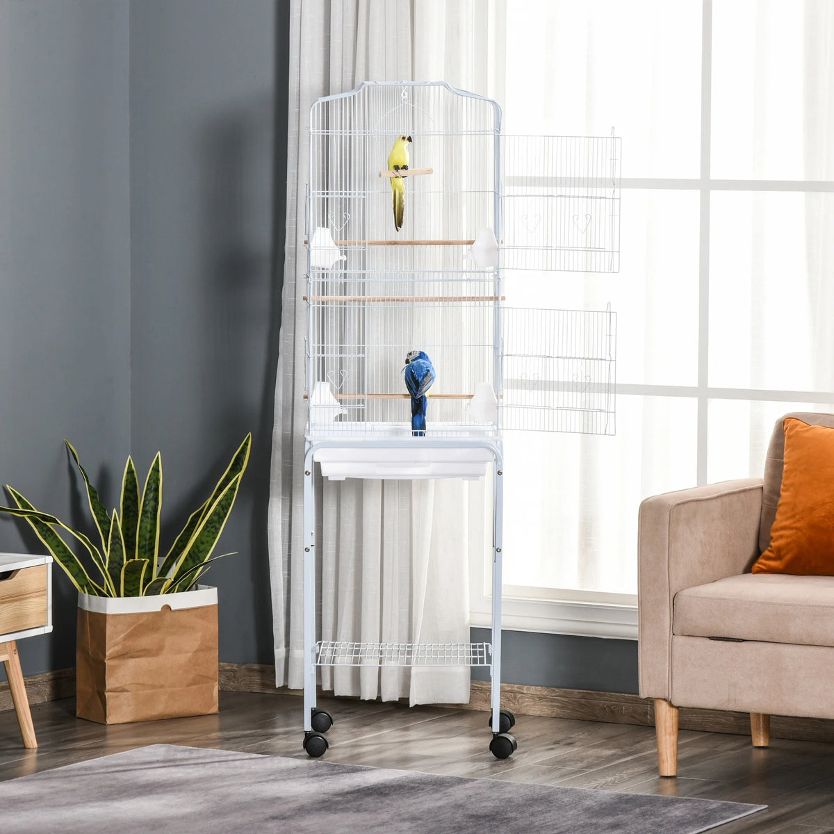 Bird Cage for Budgie, Finch, Canary & Parakeet with Stand & Sliding Tray