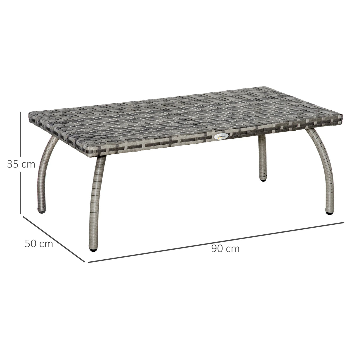 Rattan Coffee Table, All-Weather Wicker Patio Table for Garden, Balcony and Backyard, Grey