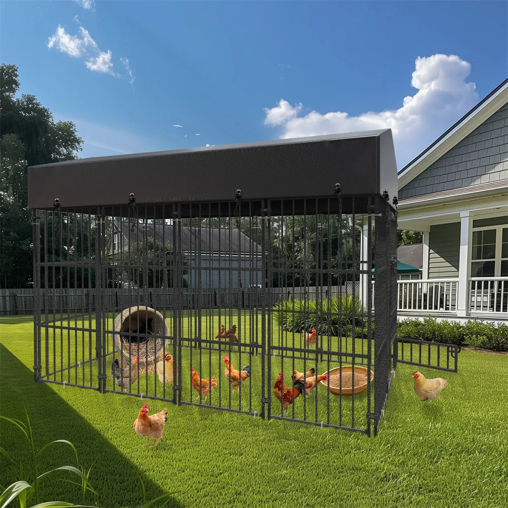 BORWART Heavy Duty Large Dog Kennel Playpen with Roof Cover XS S L Sizes Metal Cage Outdoor Indoor