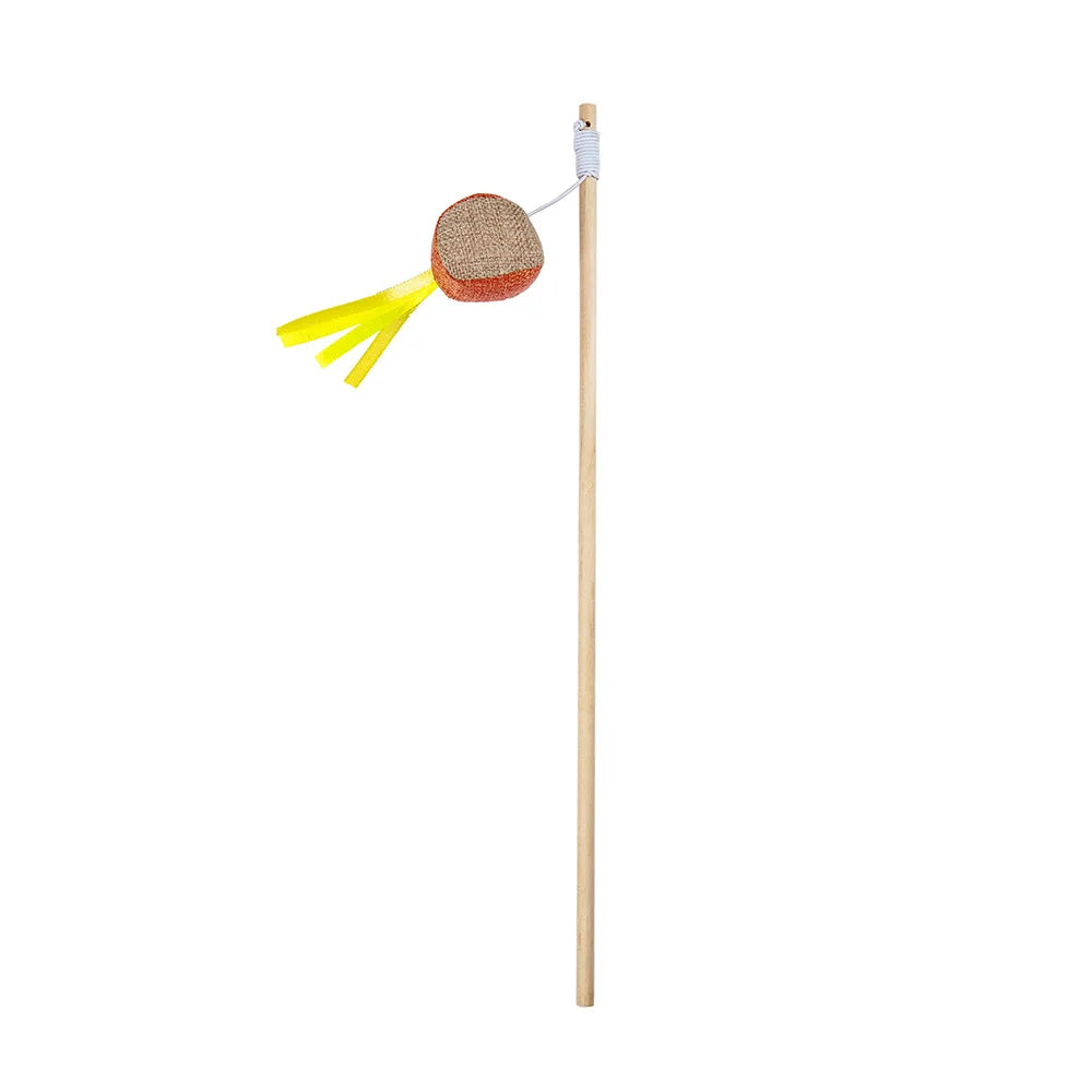 Interactive Cat Teaser Wand Toy with Feathers & Catnip for Exercise and Play