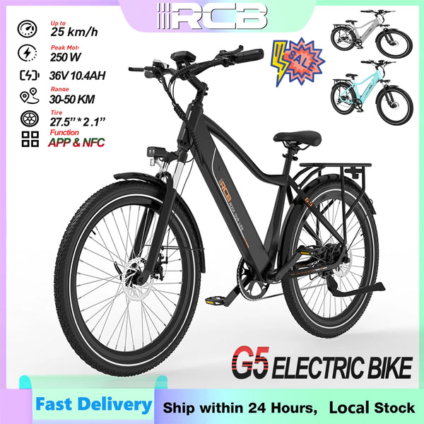 G5 27.5 Inch Electric Bike with 250W Motor, 36V 10.4Ah Removable Battery, App and NFC Unlock, 21-Speed
