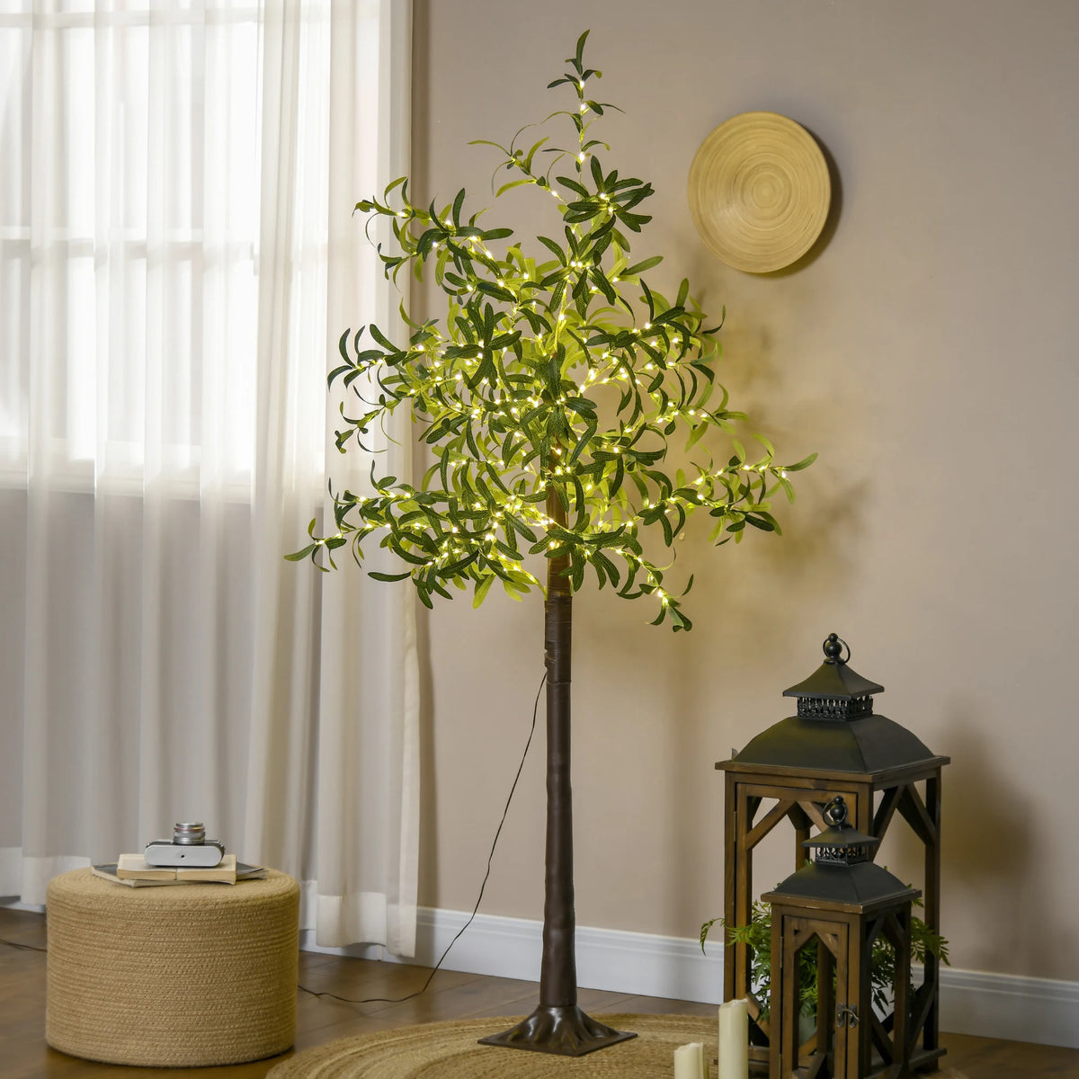 180cm Artificial Olive Tree with 300 Warm White LED Lights