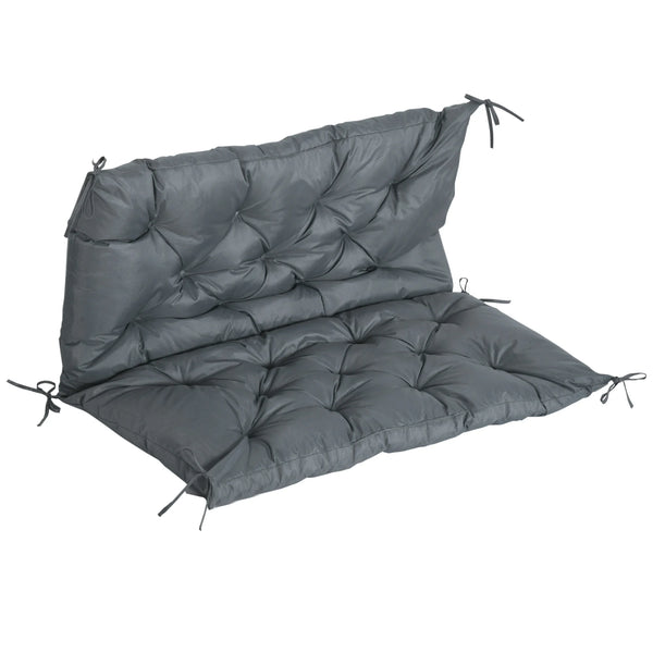 2 Seater Garden Bench Cushion, Outdoor Seat Pad with Ties, Dark Grey