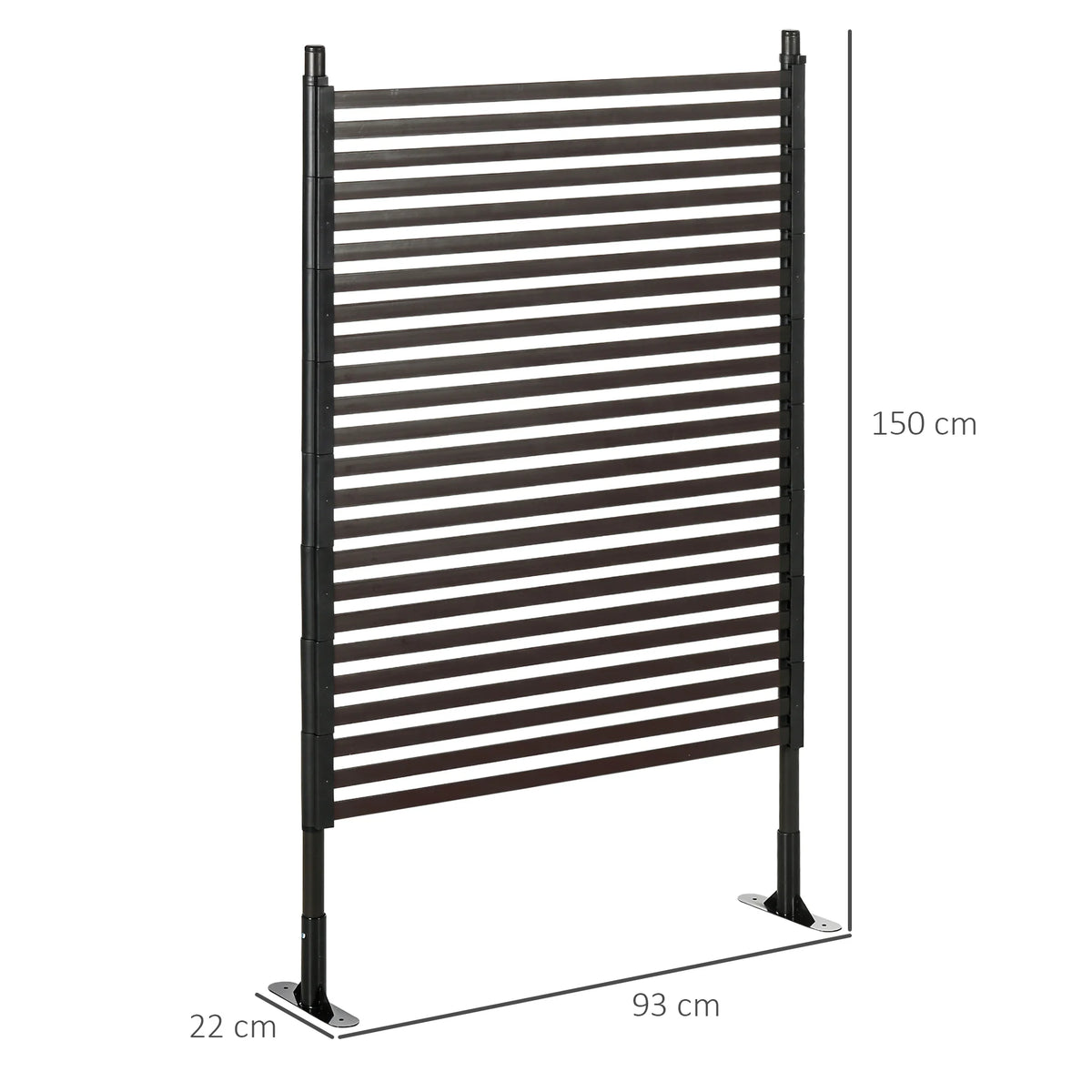 Decorative Metal Garden Fence Panel with Feet and Ground Spikes, Brown