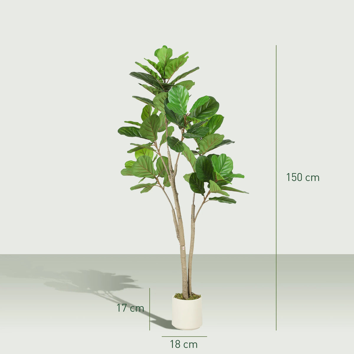 150cm Artificial Fiddle Leaf Fig Tree, Realistic Fake Plant, Green