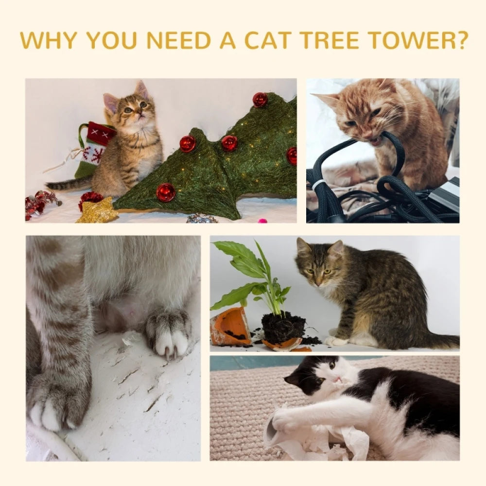 Floor to Ceiling Cat Tree 240-260cm Adjustable Height Light Grey Multi-Level for Indoor Cats