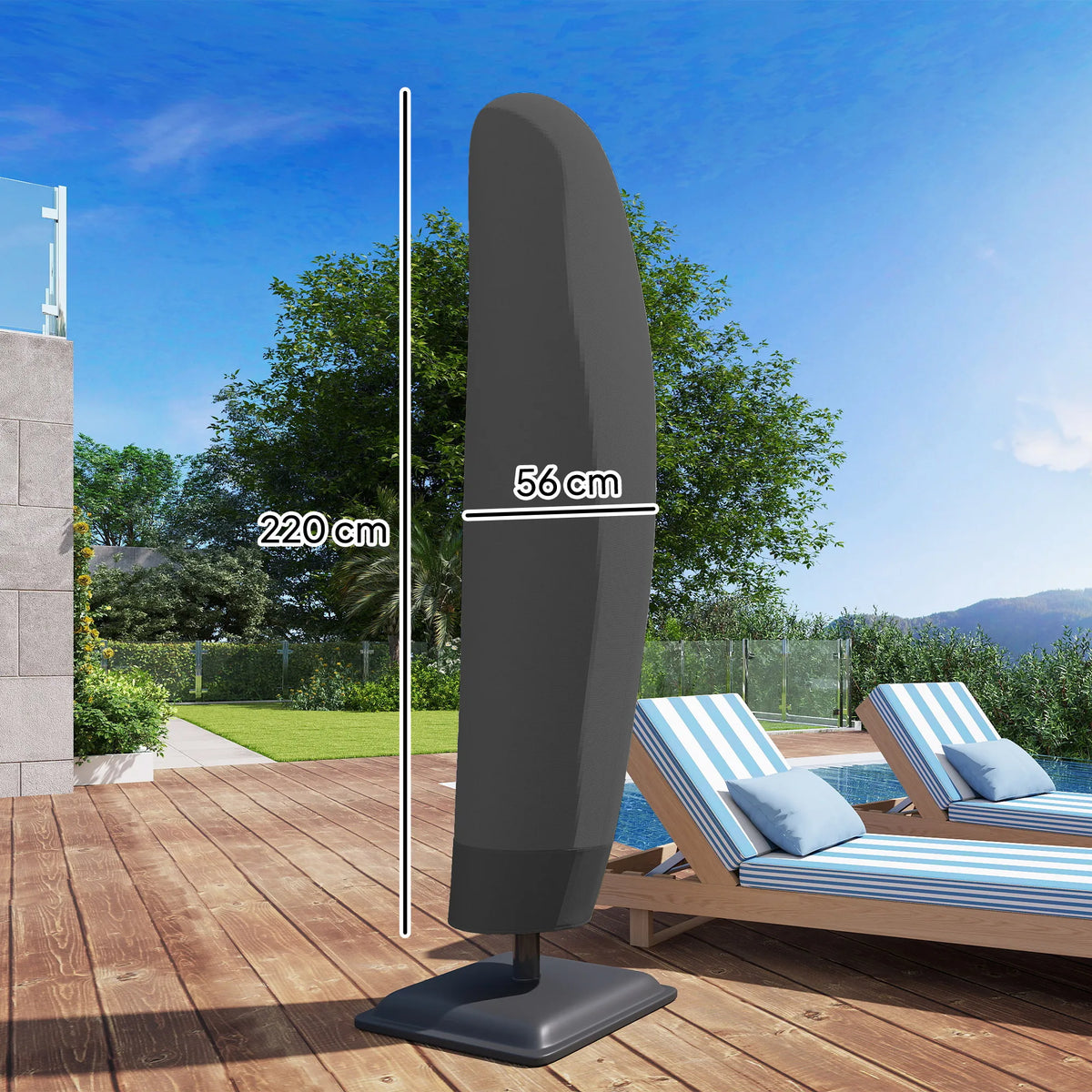 Cantilever Parasol Cover, Banana Umbrella Protector with Zipper, Black