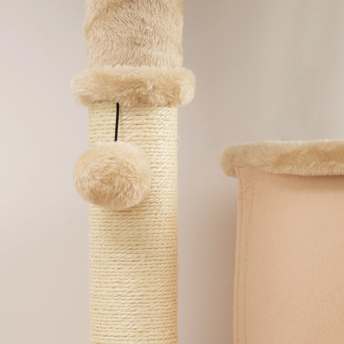 PawHut 132cm Cat Tree Tower Scratching Post Bed House Beige Multi Level