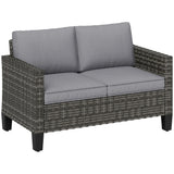 2-Seater Rattan Garden Loveseat Sofa with Thick Cushions and Armrests