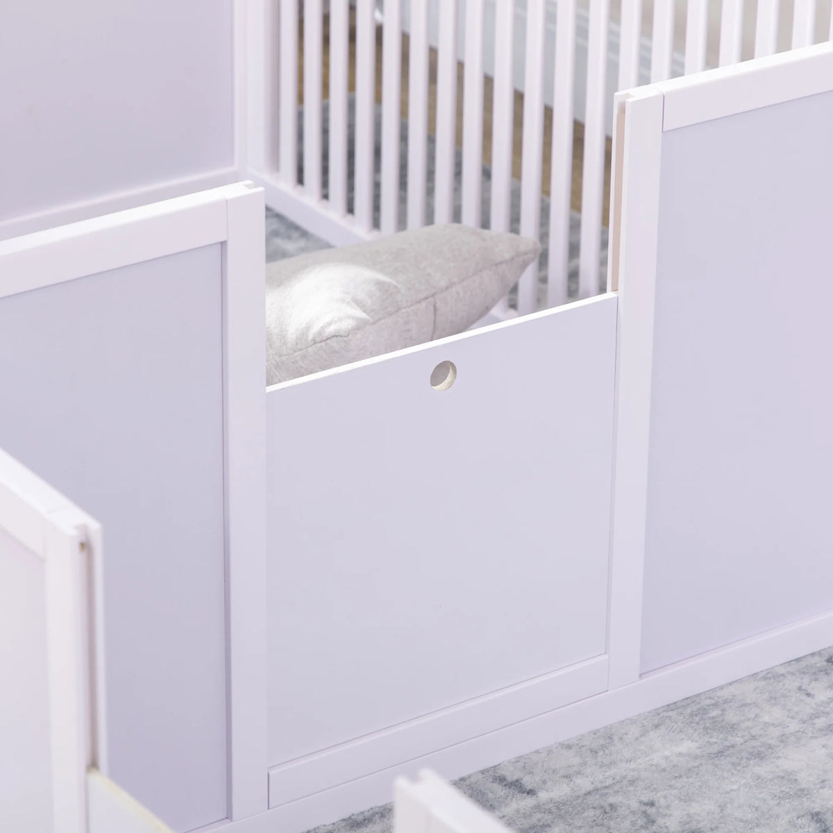 Wooden Dog Pen Pet Playpen 7 Panels Puppy Pen for Indoors - White
