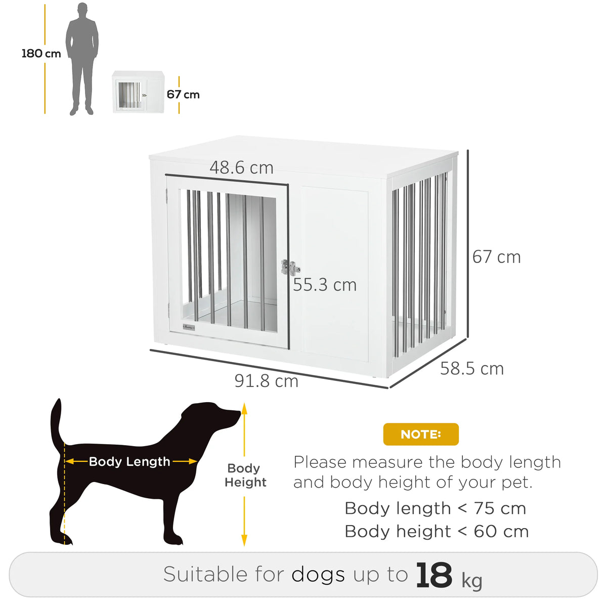 Furniture-Style Dog Crate End Table with 2 Doors for Medium Dogs