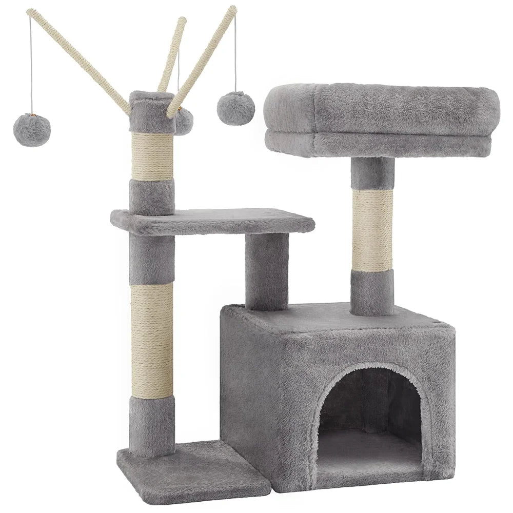 Cat Tree Tower 53x33x72cm with Perch Cozy Condo Scratching Post for Indoor Outdoor Cats