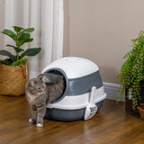 Hooded Cat Litter Box Foldable with High Side Sand Leak Pedal Air Freshener and Litter Scoop for Cats up to 5kg