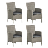 PE Rattan Outdoor Dining Chairs with Cushions and Armrests | Deep Coffee Garden Patio Chairs