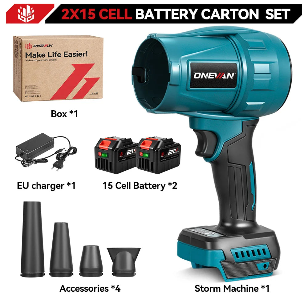Cordless Brushless Turbo Blower for Makita 18V Batteries, 4 Nozzles