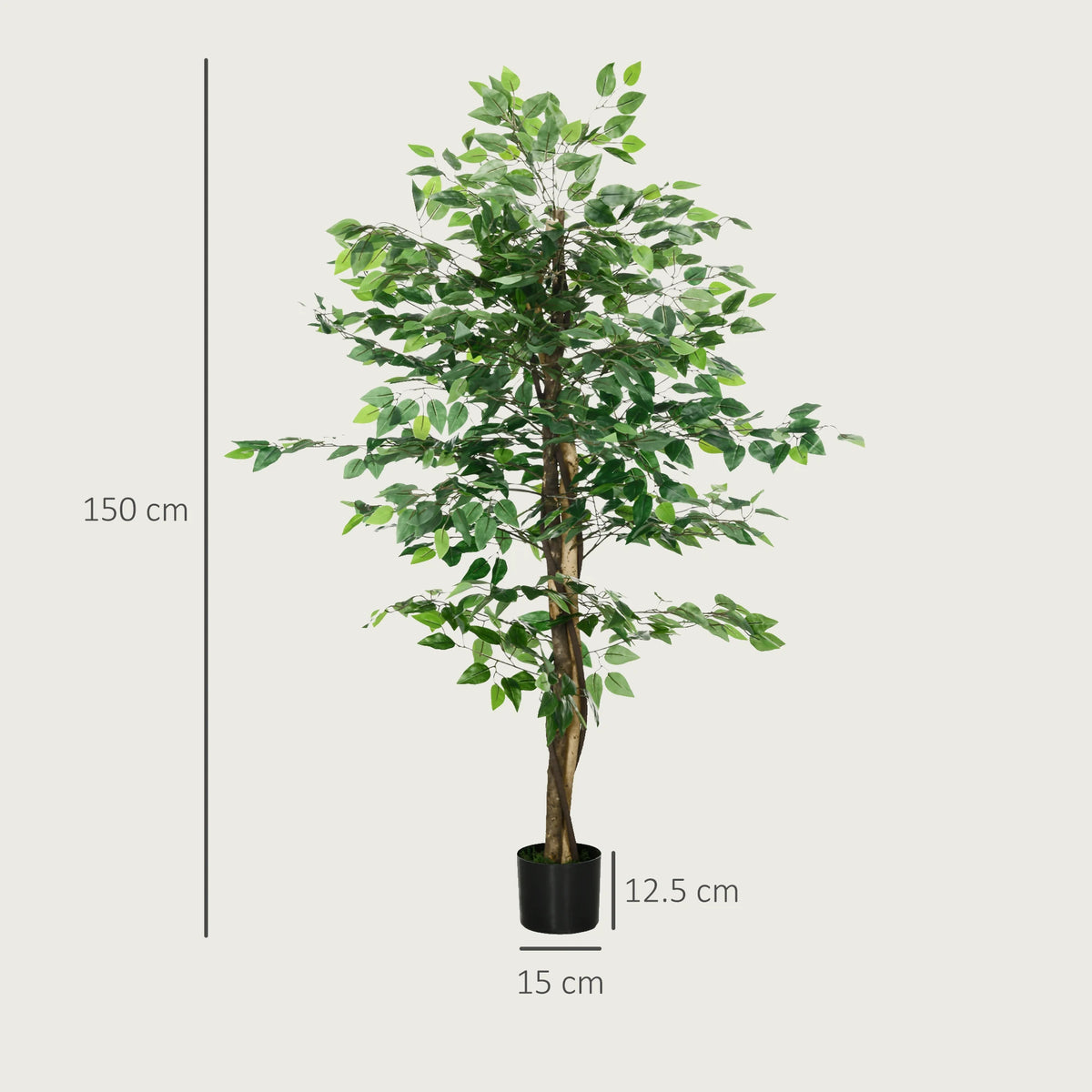 150cm Artificial Ficus Tree in Pot, Indoor Faux Plant