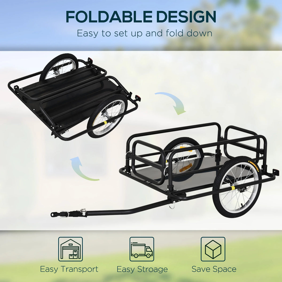 Bicycle Cargo Trailer for Shop Luggage Storage Utility w/ Hitch