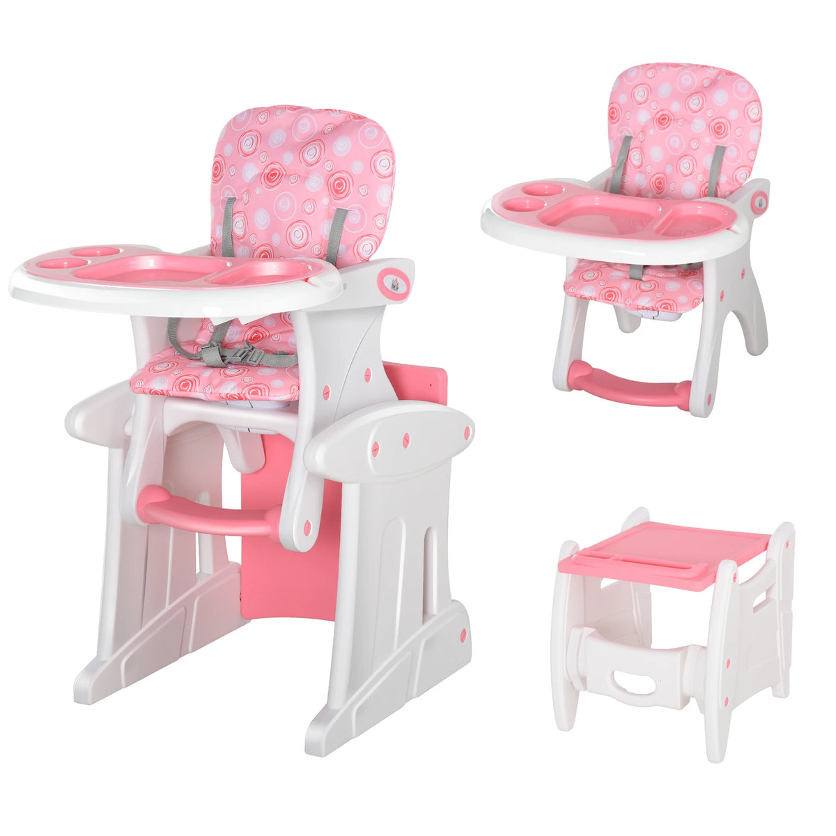 2 in 1 Convertible Baby High Chair to Booster Seat with 5 Point Harness Removable Tray HDPE 50kg